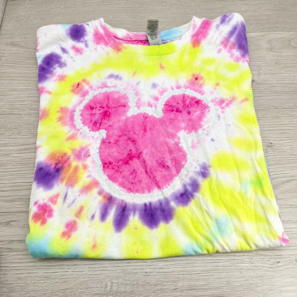 Mickey Mouse Tie Dye Shirt, Size Medium Bright Nice‎ Disney Pink and Yellow